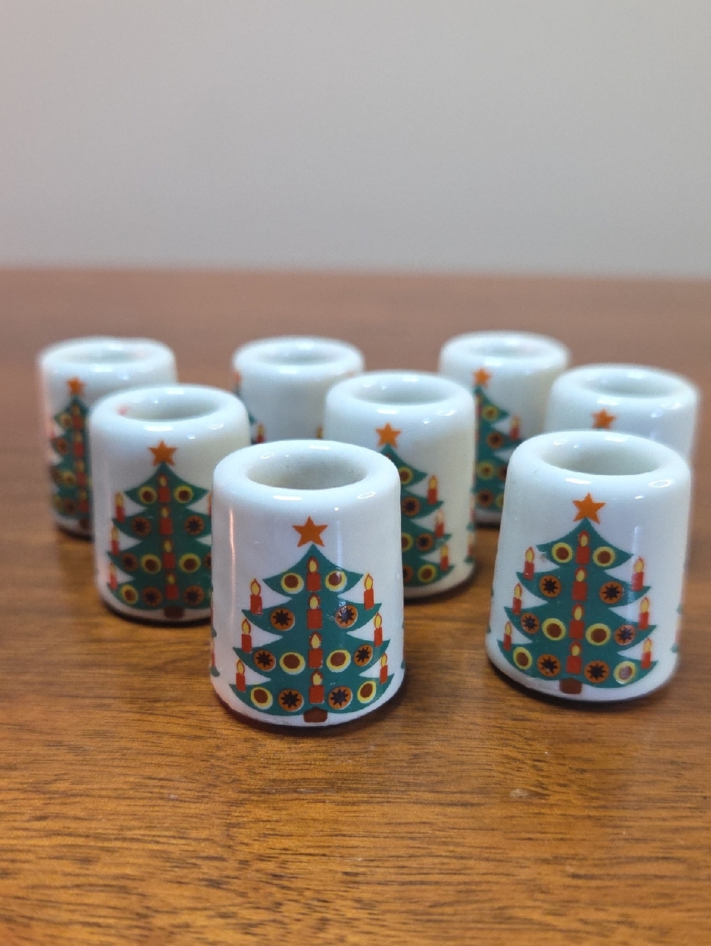 Vintage Mini Candle Holder Christmas Trees Made In Germany Set Of 8